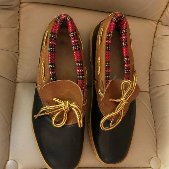 Vintage Land’s End Low Duck Boots Plaid Trim Wool Lining - Size 7 - Picture 2 of 7